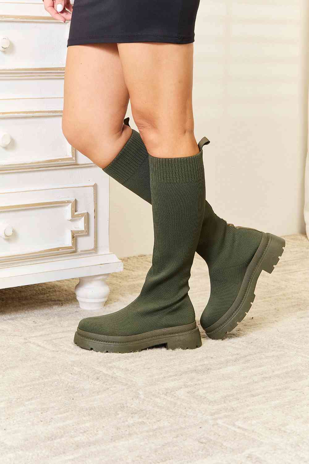 WILD DIVA Footwear Knee High Platform Sock Boots