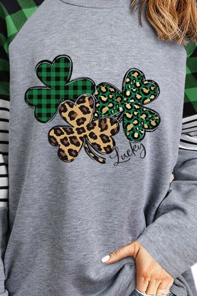 Lucky Clover Raglan Sleeve Sweatshirt